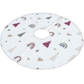 Modern Boho Weihnachtsregenbogen und Herz-Tree-Roc Polyester Weihnachtsbaumdecke (Schrägansicht)