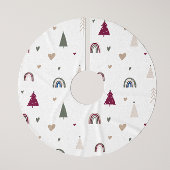 Modern Boho Weihnachtsregenbogen und Herz-Tree-Roc Polyester Weihnachtsbaumdecke