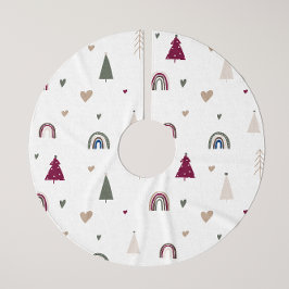 Modern Boho Weihnachtsregenbogen und Herz-Tree-Roc Polyester Weihnachtsbaumdecke