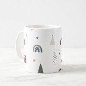 Modern Boho Weihnachtsschleife und Herzdrucken Kaffeetasse (Vorderseite Links)