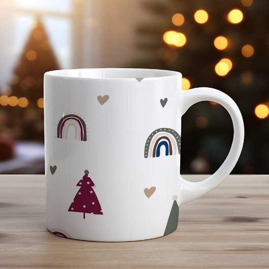Modern Boho Weihnachtsschleife und Herzdrucken Kaffeetasse