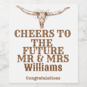 Modern Boho Western Cowboy Verlobung Geschenk Weinetikett (Einzelnes Label)