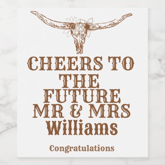 Modern Boho Western Cowboy Verlobung Geschenk Weinetikett (Einzelnes Label)