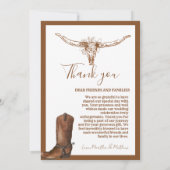 Modern Boho Western Cowboy Wedding Danke Karte (Rückseite)