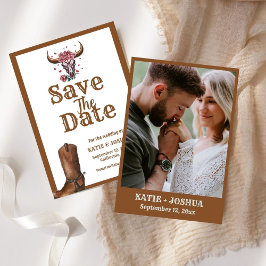 Modern Boho Western Cowboy Wedding Save the date Einladung