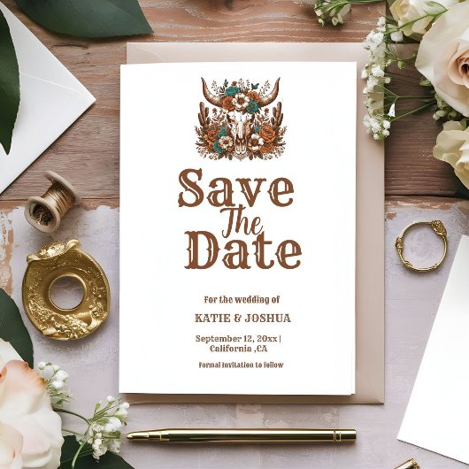 Modern Boho Western Cowboy Wedding Save the date Einladung