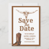 Modern Boho Western Cowboy Wedding Save the date Einladung (Vorderseite)