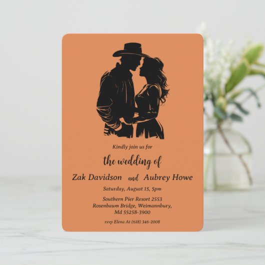 Modern boho western wedding invitations einladung (Stehend Vorderseite)