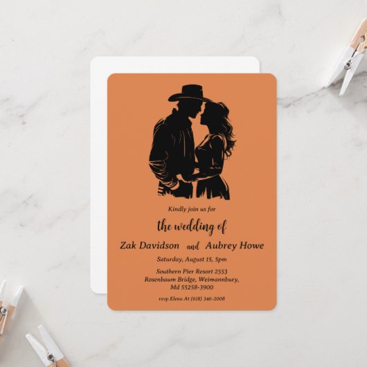 Modern boho western wedding invitations einladung (Vorderseite/Rückseite Beispiel)