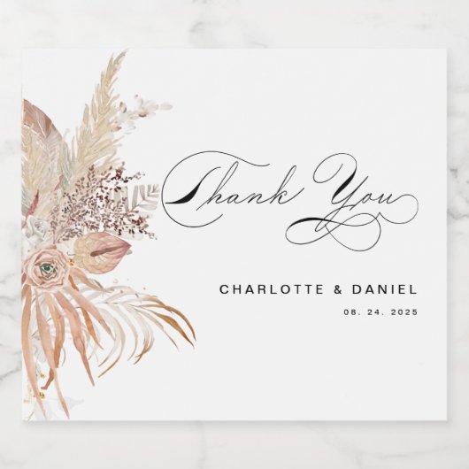 Modern Boho Whimsical Calligraphy Script Schaumweinetikett (Einzelnes Label)