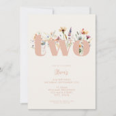 Modern Boho Wildblume 2. Geburtstag Einladung (Vorderseite)