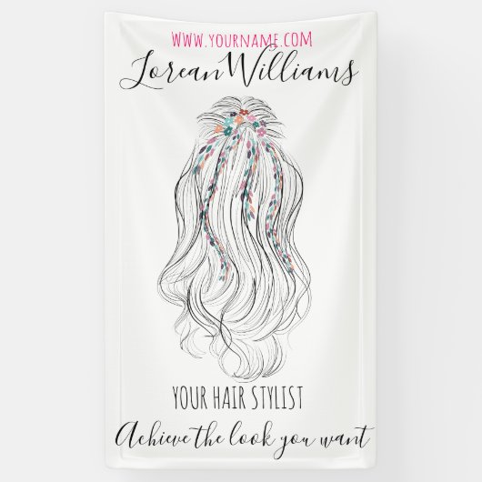 Modern Boho Wildblume Bridal Hair Stylist Floral Banner (Vertikal)