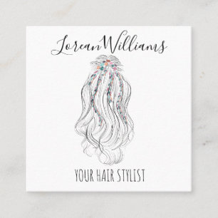Modern Boho Wildblume Bridal Hair Stylist Floral Quadratische Visitenkarte