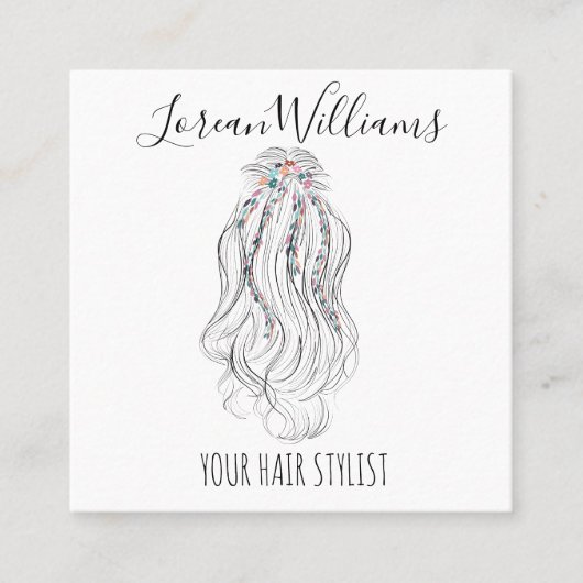 Modern Boho Wildblume Bridal Hair Stylist Floral Quadratische Visitenkarte (Vorderseite)