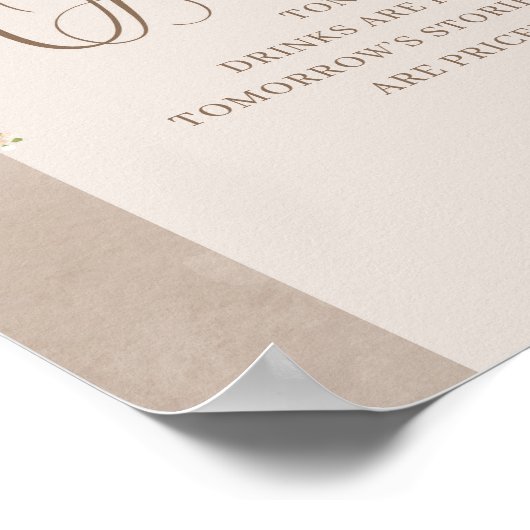 Modern Boho Wildblumen Ivory Arch Open Bar Poster (Ecke)