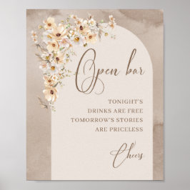 Modern Boho Wildblumen Ivory Arch Open Bar Poster