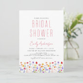 Modern Boho Wildflower Bridal Shower Elegant Einladung (Stehend Vorderseite)
