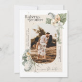 Modern Boho Wüste | Florales Foto Save the Date (Vorderseite)