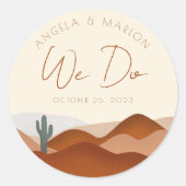 Modern Boho Wüste Terracotta Wedding Runder Aufkleber (Vorderseite)