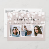 Modern Bokeh Lights 3 Foto Abschluss Ankündigungspostkarte (Vorne/Hinten)