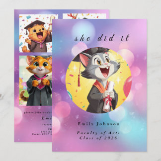 Modern Bokeh Lights Graduation invitation Einladung