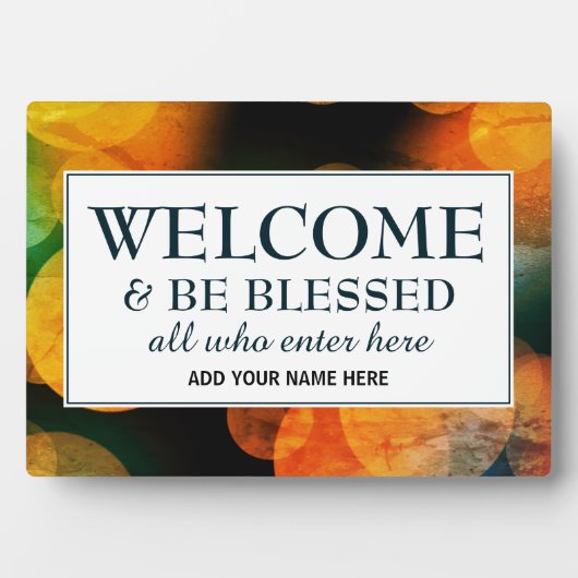 Modern Bokeh SEIN BLESSESED Willkommen Fotoplatte (Vorderseite)
