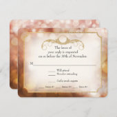 Modern Bokeh Sparkle Twinkle Amber Gold UAWG RSVP Karte (Vorne/Hinten)