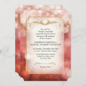 Modern Bokeh Sparkle Twinkle Marsala Wedding Einladung (Vorne/Hinten)