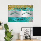 Modern Bokeh,Stripe,Faux Lashes Po Poster (Heimbüro)