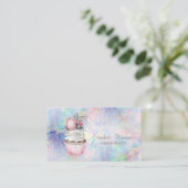 Modern Bokeh Watercolor Macaron Holographic, Opal Visitenkarte (Stehend Vorderseite)