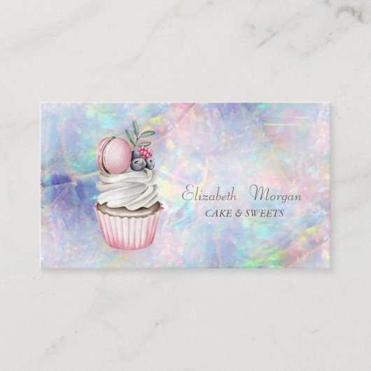 Modern Bokeh Watercolor Macaron Holographic, Opal Visitenkarte (Vorderseite)