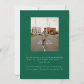 Modern Bold 2-Photo Green Striped Graduation Ankündigung (Rückseite)