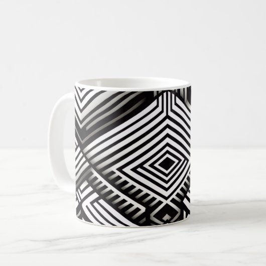 Modern bold Abstract Monochrome Geometric Pattern Kaffeetasse (Vorderseite Links)