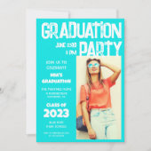 Modern Bold Aqua Blue White Foto 2023 Abschluss Einladung (Vorderseite)