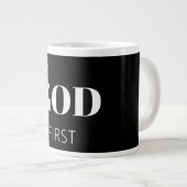 Modern Bold Black God First Faith Saying Slogan Jumbo-Tasse (Vorderseite Rechts)