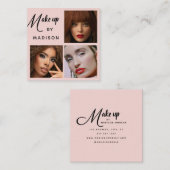 Modern Bold Black Script 3 Photo Makeup Quadratische Visitenkarte (Vorne/Hinten)