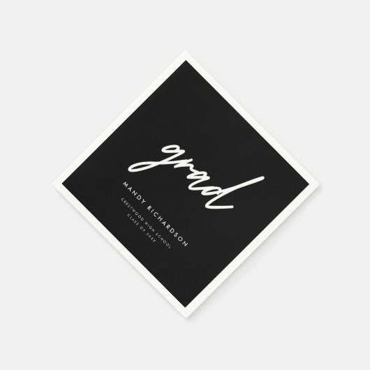 Modern Bold Black Script Custom Graduation Party Serviette (Ecke)
