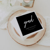 Modern Bold Black Script Custom Graduation Party Serviette