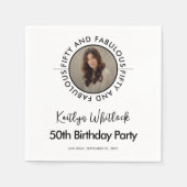 Modern Bold Black White Fifty and Fabulous Serviette (Vorderseite)