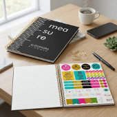 Modern Bold Black White Measure Typography Planner Planer