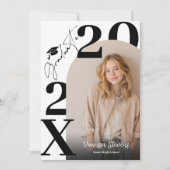 Modern Bold Black white Trendy 6 photos graduation Einladung (Vorderseite)