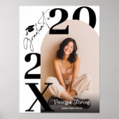 Modern Bold Black white Trendy photo graduation Poster (Vorne)