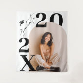 Modern Bold Black white Trendy photo graduation Wandteppich (Vorderseite)