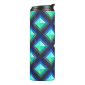 Modern Bold Blue Green Geometric Diamonds & Name Thermosbecher (Nach links gedreht)
