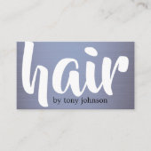 Modern Bold Blue Grey Faux Metal Hair Stylist Visitenkarte (Vorderseite)