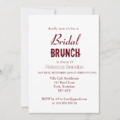 Modern Bold Burgundy Bridal Brunch Einladung (Vorderseite)