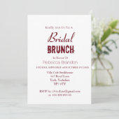 Modern Bold Burgundy Bridal Brunch Einladung (Stehend Vorderseite)