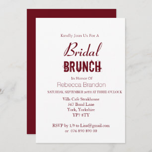 Modern Bold Burgundy Bridal Brunch Einladung