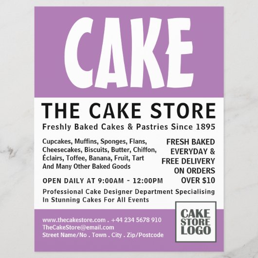 Modern Bold, Cakery, Cake Store Advertising Flyer (Vorne)
