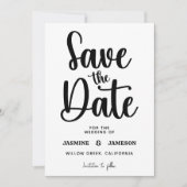 Modern Bold Casual Red Script Photo Wedding Retro Save The Date (Vorderseite)